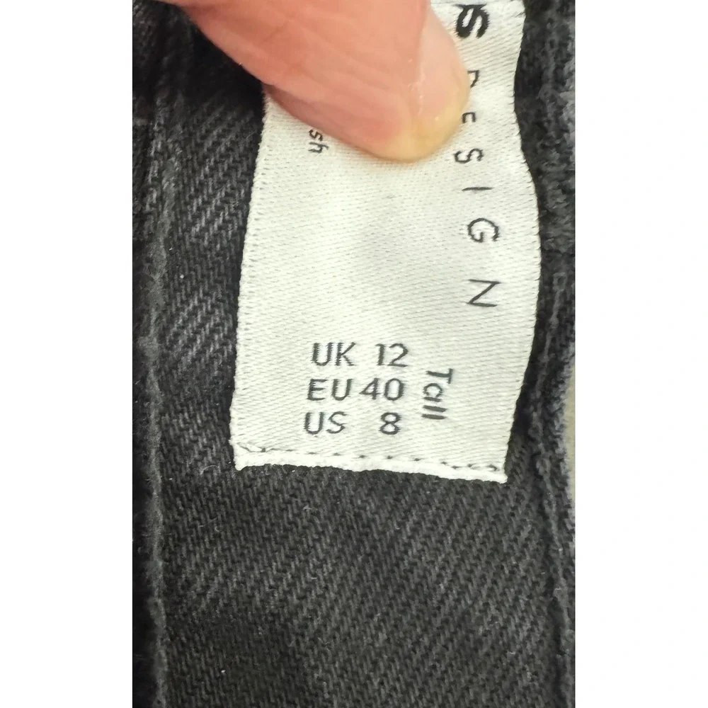 ASOS DESIGN Tall High Rise Denim Shorts Washed Black Raw Hem Size US 8‎
